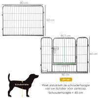 PawHut Grote 16-delige box om te bouwen tot 2 hokken Staalgrijs 80 x 60 x 1,5 cm (elk deel)(m-3)