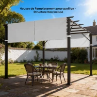 Outsunny Lot de 2 toiles de rechange pergola rétractable 4,9 x 1,2 m pour pergola de 3 x 3 m polyester protection UV gris clair(m-10)