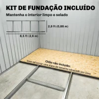 Outsunny Abrigo de Jardim 277x195x192 cm  Metálico para Armazenamento de Ferramentas com Base de Reforço Incluída Madeira(m-6)