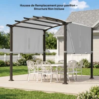 Outsunny Lot de 2 toiles de rechange pergola rétractable 4,9 x 1,2 m pour pergola de 3 x 3 m polyester protection UV gris clair(m-8)