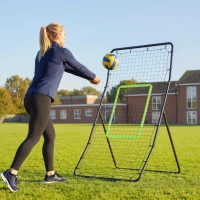 HOMCOM Baseball Rebounder, Tragebar Softball Pitchback-Netz, Rückprallnetz mit Ziel Zone, Pitching Netz für Basebälle Softbälle, Metall, Schwarz(m-9)