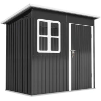 Outsunny Caseta de Jardín 221x133x190 cm Cobertizo de Exterior Metálico para Almacenamiento de Herramientas Gris Oscuro(m-1)