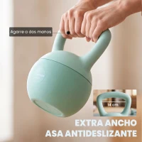 SPORTNOW Pesa Rusa 4 kg Kettlebell Relleno de Arena Metálica y Mango Antideslizante para Entrenamiento en Casa 19x15x25 cm Verde(m-5)