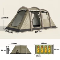Outsunny Aufblasbares Zelt 2-4 Personen Schneller Aufbau Outdoor Zelt für Camping mit Luftpumpe Mesh Fenster Heringen Vordach(m-3)