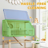 PawHut Gaiola para Hamster em Madeira com 3 Níveis, Base Funda Desmontável, Baloiço, Roda de Exercício, Rampas, Casinha, Natural(m-6)