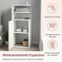 HOMCOM Juego de 2 Mesillas de Noche Dormitorio con Puerta Compartimentos Abiertos para Espacios Reducidos 25x30x60 cm Blanco(m-5)