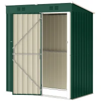 Outsunny Abrigo de Jardim Exterior 1,37 m² 163x90x179 cm com Porta com Fechadura e Grelhas de Ventilação Verde(m-11)