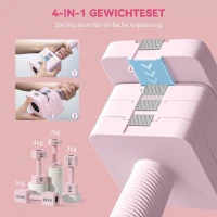 SPORTNOW Verstelbare Halter, 2 x 5 kg met Antislip Grip, Vierkante Halterset van Staal Roze(m-4)
