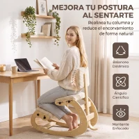 HOMCOM Silla de Rodillas Ergonómica con Respaldo Apoyo para Rodillas y Tapizado de Pana Crema(m-4)