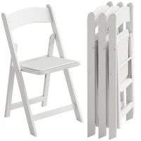 HOMCOM Lot de 4 chaises pliantes en résine et PU, chaises pliantes portables pour intérieur et extérieur, 45x44x78cm, blanc(m-12)