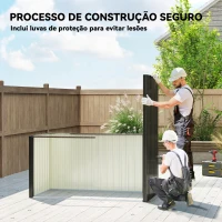 Outsunny Abrigo de Jardim Exterior 1,37 m² 163x90x179 cm com Porta com Fechadura e Grelhas de Ventilação Cinzento Escuro(m-8)