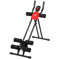 SPORTNOW Máquina de Abdominais Dobrável com Monitor LCD para Treino de Corpo Inteiro em Casa Vermelho e Preto(m-11)