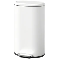 HOMCOM Mülleimer Küche 30 Liter Treteimer mit Soft-Close-Deckel, Pedal aus Metall, Cremeweiß, 36,5 X 31 x 61 cm(m-11)