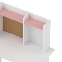 AIYAPLAY Bureau Enfant avec Chaise, Table d'Étude, Support de Tablette Réglable, Porte-Stylos, Panneau en Liège, 5-12 ans, Rose(m-13)