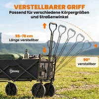 Outsunny Bollerwagen mit Dach, klappbar, 110L Kapazität, Stahlrahmen, 97x52x105 cm, Schwarz(m-5)