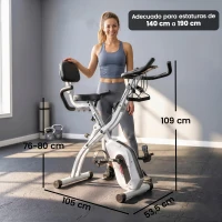 SPORTNOW Bicicleta Estática Plegable con 8 Niveles de Resistencia Volante Pantalla LCD Bluetooth Pulsómetro y Sillín Ajustable(m-3)