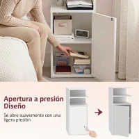 HOMCOM Juego de 2 Mesillas de Noche Dormitorio con Puerta Compartimentos Abiertos para Espacios Reducidos 25x30x60 cm Blanco(m-6)