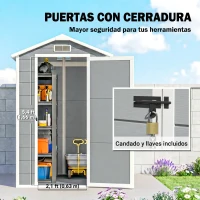 Outsunny Abrigo de Jardim Exterior 2,1 m² 131x186x198 cm Abrigo de Jardim Exterior com Piso Janela Porta com Fechadura Cinzento(m-6)