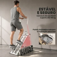 SPORTNOW Stepper de Escada Dobrável para Casa com 3 Níveis de Resistência, Guiador Ajustável, Monitor LCD e Suporte para Telemóvel(m-7)