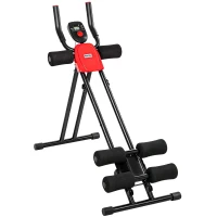 SPORTNOW Máquina de Abdominais Dobrável com Monitor LCD para Treino de Corpo Inteiro em Casa Vermelho e Preto(m-1)