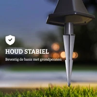Outsunny solar tuinlantaarn, set van 2, tuinverlichting, tuinpadverlichting met LED, 6 - 8 uur, roestvrij staal zwart Ø 18,5 x 129 H cm tuinlantaarn set LED-lantaarn tuinverlichting Stdn. 129 H cm | Aosom.de(m-8)