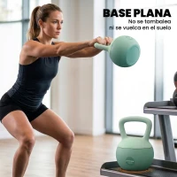 SPORTNOW Pesa Rusa 10 kg Kettlebell Relleno de Arena Metálica y Mango Antideslizante para Entrenamiento en Casa 21x21x30 cm Verde(m-6)