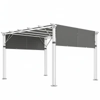 Outsunny Lot de 2 toiles de rechange pergola rétractable 4,9 x 1,2 m pour pergola de 3 x 3 m polyester protection UV gris foncé(m-12)