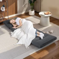 HOMCOM Sitzsack mit Bettfunktion, neigbare Lehne, klappbar, bis 120kg, 70 x 72 x 56 cm, Dunkelgrau(m-7)