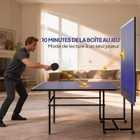 SPORTNOW Table de tennis de table ping-pong pliable compacte 4 roulettes pour intérieur 274L x 152,5l x 75,5H cm(m-4)