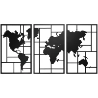 HOMCOM Lot de 3 décorations murales en métal moderne, sculpture murale en métal géométriques abstraites, 50 x 80 cm, noir(m-1)