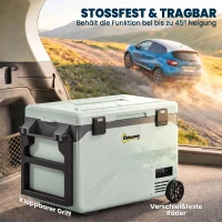 Outsunny 42,5 Liter Kompressor Kühlbox Leise elektrisch Mini Kühlschrank bis -20℃ Kühlbox mit Bluetooth Rolle Griff Handyhalter(m-7)