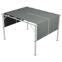 Outsunny Lot de 2 toiles de rechange pergola rétractable 4,9 x 1,2 m pour pergola de 3 x 3 m polyester protection UV gris foncé(m-11)