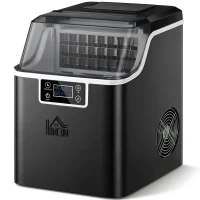 HOMCOM Machine à glaçons, 20 kg en 24h, 24 glaçons en 14-18 min, ice maker avec fonction autonettoyante, 25,2x36x37,1cm, noir(m-1)