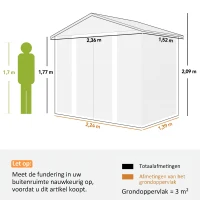Outsunny Tuinschuur, gereedschapsschuur, tuinhuis met ramen, weerbestendig, houtlook, staal, 152 x 235,7 x 208,7 cm, Bruin(m-3)