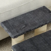 PawHut Hundetreppe 3 Stufen 34 cm Hoch Haustiertreppe für Hunde Katze Katzentreppe mit Kratzstamm Hunderampe Einstiegshilfe für Bett, Sofa, Couch Dunkelgrau(m-9)