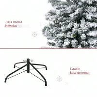 HOMCOM Árbol de Navidad Estrecho 270 cm Árbol Navideño Nevado con 1014 Ramas y Soporte de Metal para Salón Verde y Blanco(m-7)