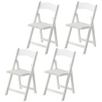 HOMCOM Lot de 4 chaises pliantes en résine et PU, chaises pliantes portables pour intérieur et extérieur, 45x44x78cm, blanc(m-13)