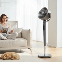 HOMCOM Standventilator Luftzirkulator Lüfter mit 12 Geschwindigkeitsstufen LED-Display Fernbedienung 70°+90° Oszillation Grau(m-9)