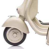 AIYAPLAY Moto Électrique Enfants sous Licence VESPA 6V 2 Places, Vitesse 3-5 Km/h, Démarrage Progressif, Crème(m-14)