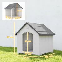 PawHut Caseta para Perros Exterior Casa para Perros Grandes de Plástico con 2 Ventanas Base Elevada Estacas Gris(m-3)