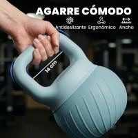 SPORTNOW Pesa Rusa 10 kg Kettlebell Relleno de Arena Metálica y Mango Antideslizante para Entrenamiento 25x25x31,5 cm Azul Claro(m-5)