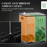 HOMCOM Coș de Gunoi cu 2 Compartimente de 20L cu Închidere Silențioasă, din Oțel Inoxidabil și PP, 45.8x36x51.6 cm(m-5)