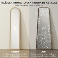 HOMCOM Espejo de Pie Cuerpo Entero con Marco Efecto Piedra Espejo de Pared con 2 Formas de Uso Arqueado 40x3,7x160 cm Beige(m-6)