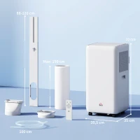 HOMCOM Aire Acondicionado Portátil 12000 BTU 5 en 1 Enfriamiento Deshumidificador Ventilador Temporizador para 35 m² Blanco(m-3)