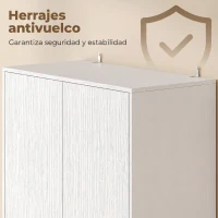 HOMCOM Alacena de Cocina Alta con 4 Puertas con Bisagras de Cierre Suave Estantes Ajustables 2 Compartimentos Abiertos Blanco(m-7)