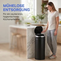 HOMCOM 50 L Sensor Mülleimer, Automatischer Abfalleimer, Rostfreier Kücheneimer mit Infrarotsensor, für Küche, Esszimmer(m-4)