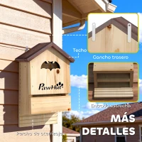 PawHut Set de 3 Casas para Murciélagos Cajas de Madera para Exterior Jardín Huerto o Granja Fácil de Montaje Natural(m-7)