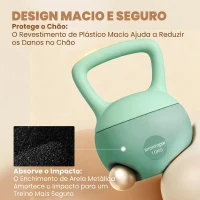 SPORTNOW Kettlebell de 10 kg Pesa Russa Preenchida de Areia Metálica e Alça Antiderrapante para Treino em Casa Ginásio 21x21x30 cm Verde(m-4)