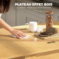 HOMCOM Table à manger extensible rectangle pour 4 à 6 personnes, table de cuisine 70-140 cm, patins en feutre, bois naturel(m-6)