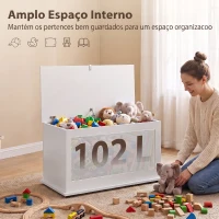 HOMCOM Baú de Arrumação 102 L com Dobradiça de Segurança Estilo Moderno para Corredor Quarto e Sala 80x40x45 cm Branco(m-4)